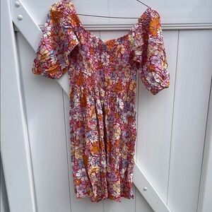 Velvet Torch Pink Floral Dress smocked front Xl